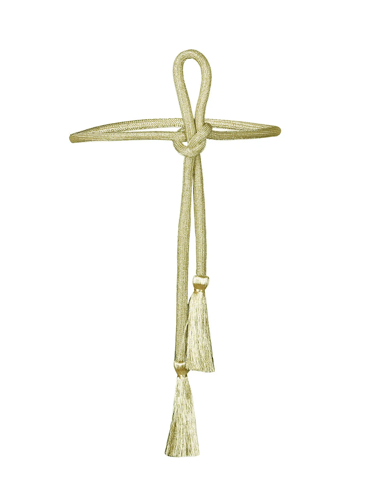 Light Gold Metallic Thick Cord Rope Tassel Belt