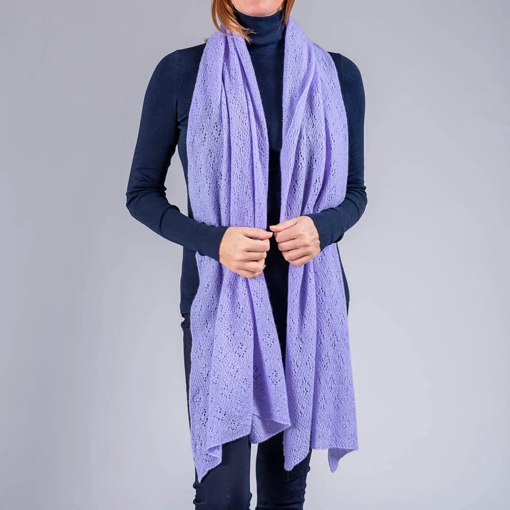 Lilac Lace Knit Cashmere Scarf