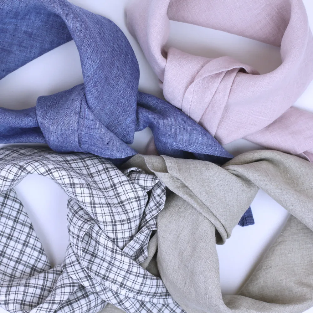 Linen Bandana - Stonewashed - Dusty Rose - Thin Linen