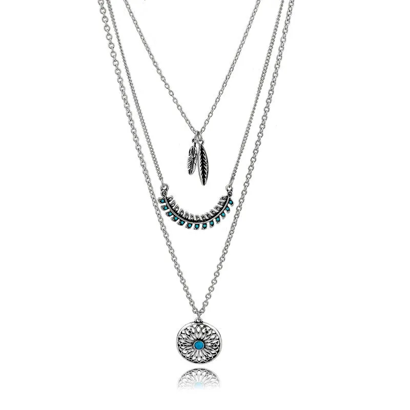 Long Bohemian Gold Beads Necklaces & Pendants for Women Boho Vintage Accessories Statement Turquoise Colar Ethnic Jewelry Green