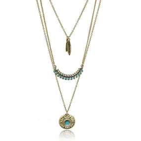 Long Bohemian Gold Beads Necklaces & Pendants for Women Boho Vintage Accessories Statement Turquoise Colar Ethnic Jewelry Green
