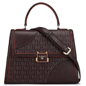 Medium Monogram Franzy Leather Satchel - Chocolate