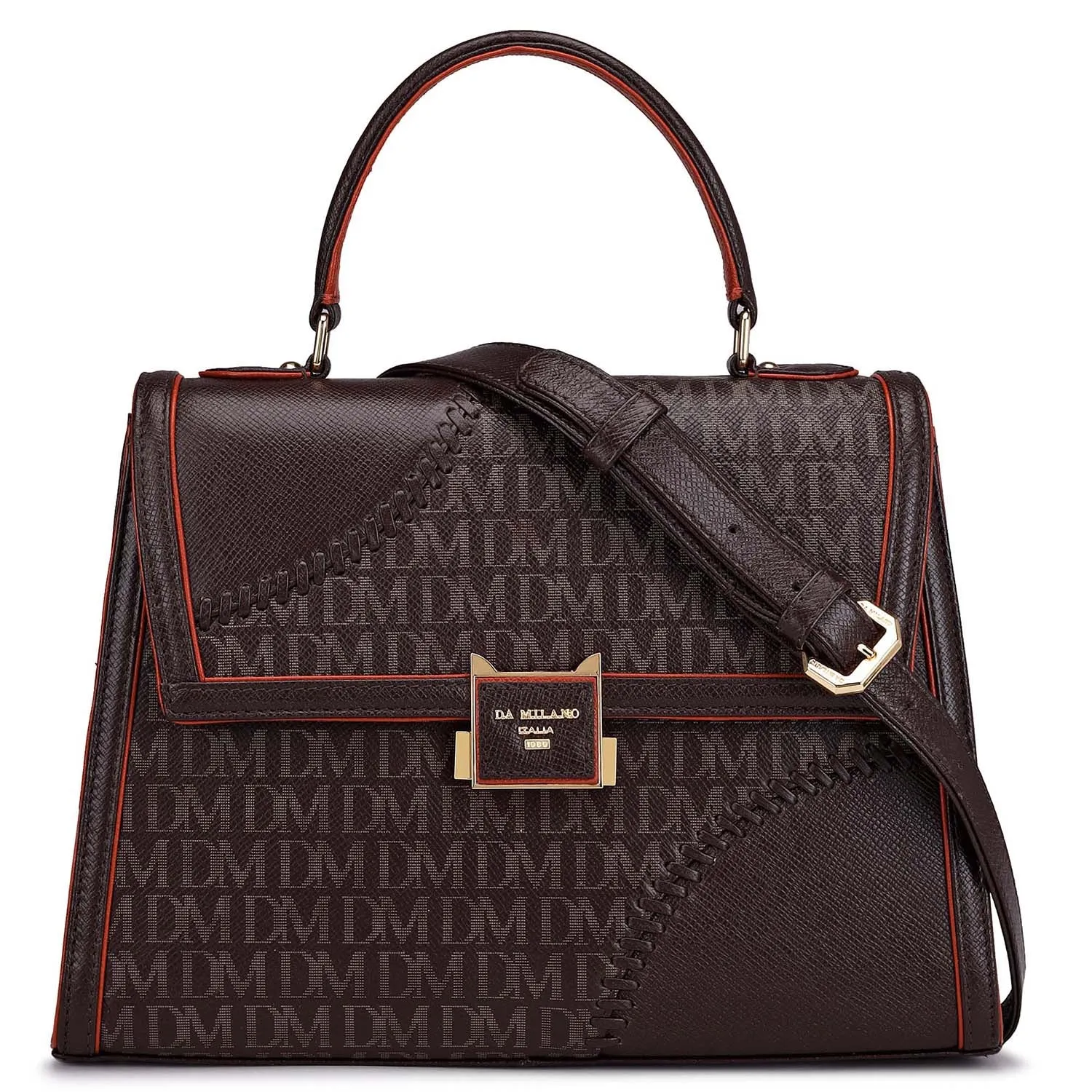 Medium Monogram Franzy Leather Satchel - Chocolate