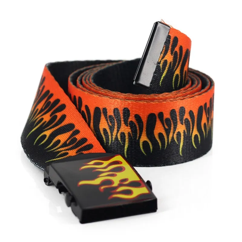 Men's Flame Print Adjustable Waist Belt