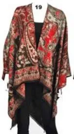 More Reversible Printed Cashmere Ruana Wraps