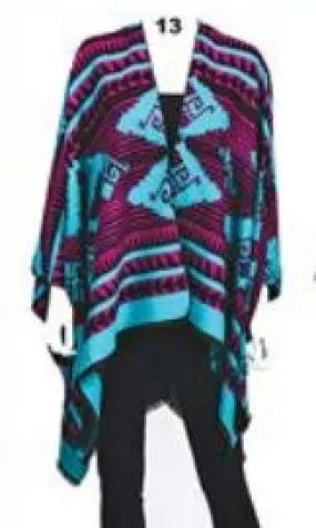 More Reversible Printed Cashmere Ruana Wraps