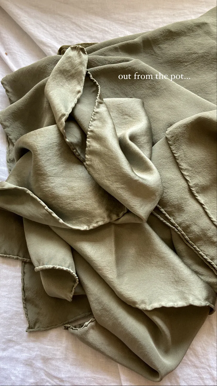 Naturally dyed charmeuse silk scarf