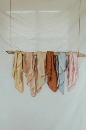 Naturally dyed charmeuse silk scarf