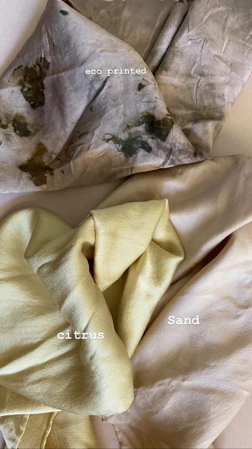 Naturally dyed charmeuse silk scarf