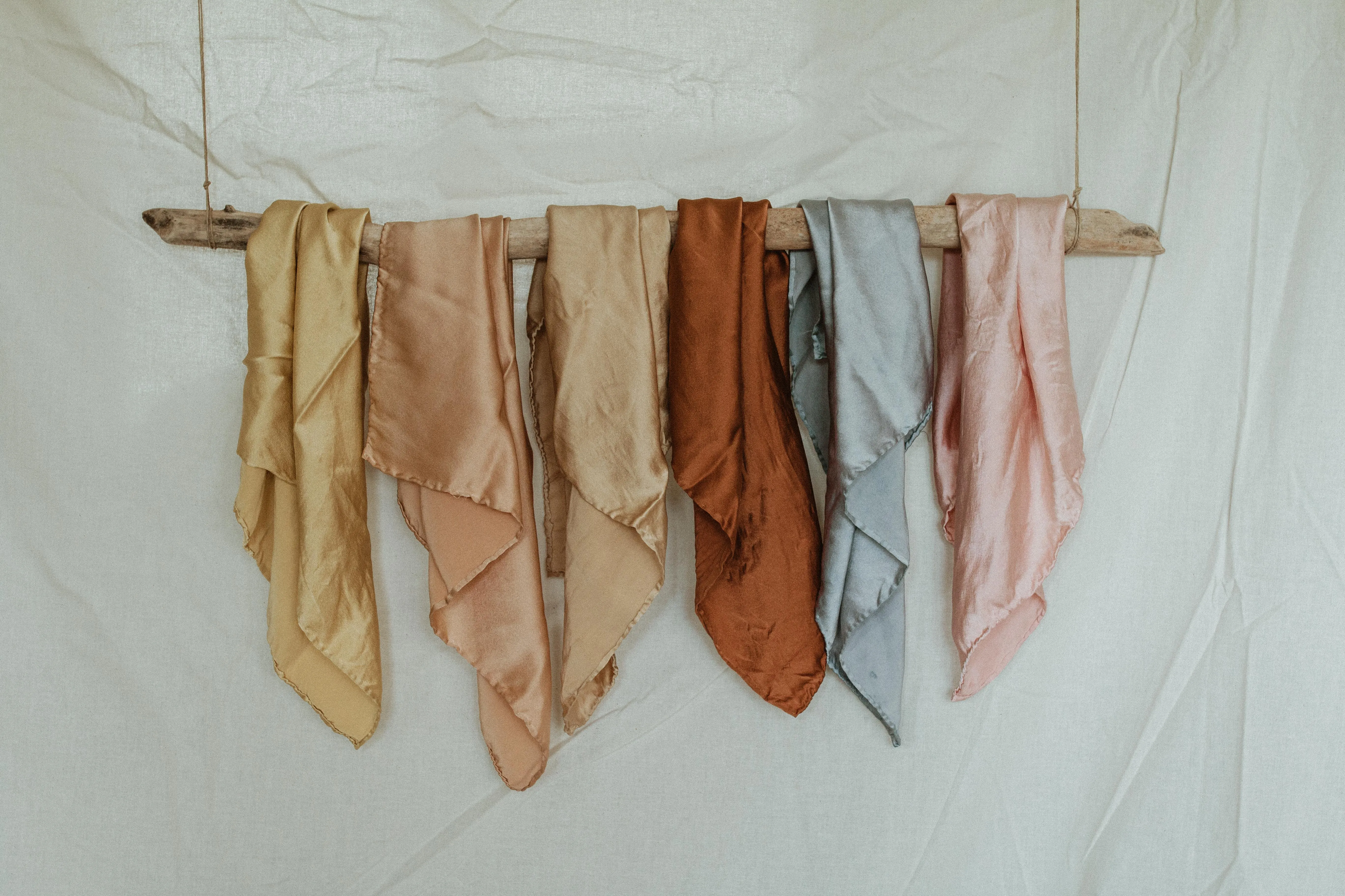 Naturally dyed charmeuse silk scarf