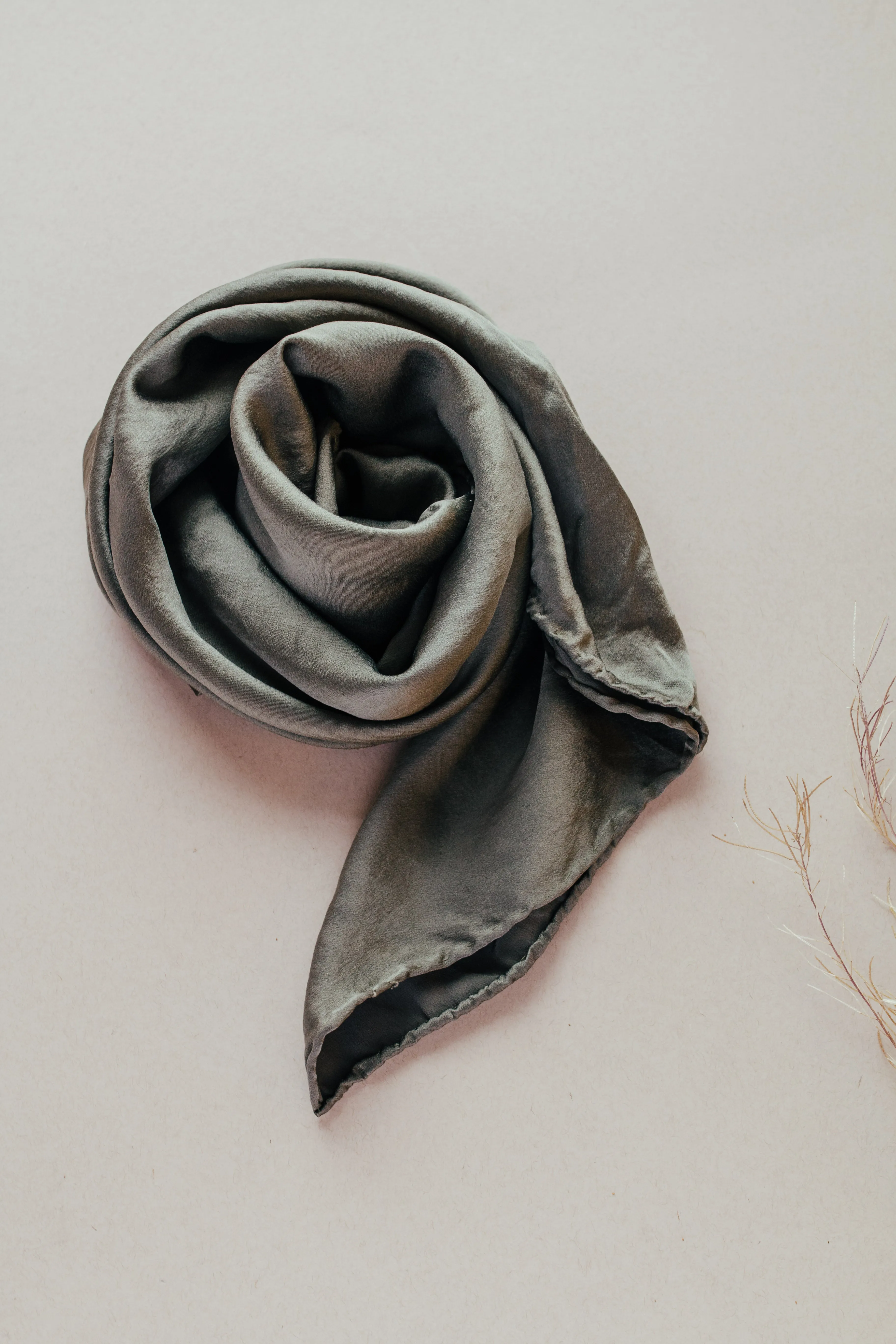 Naturally dyed charmeuse silk scarf