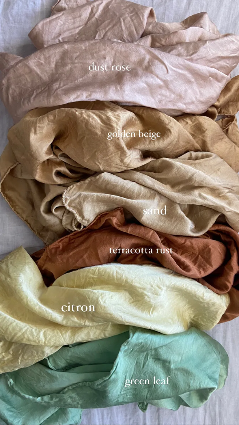 Naturally dyed charmeuse silk scarf
