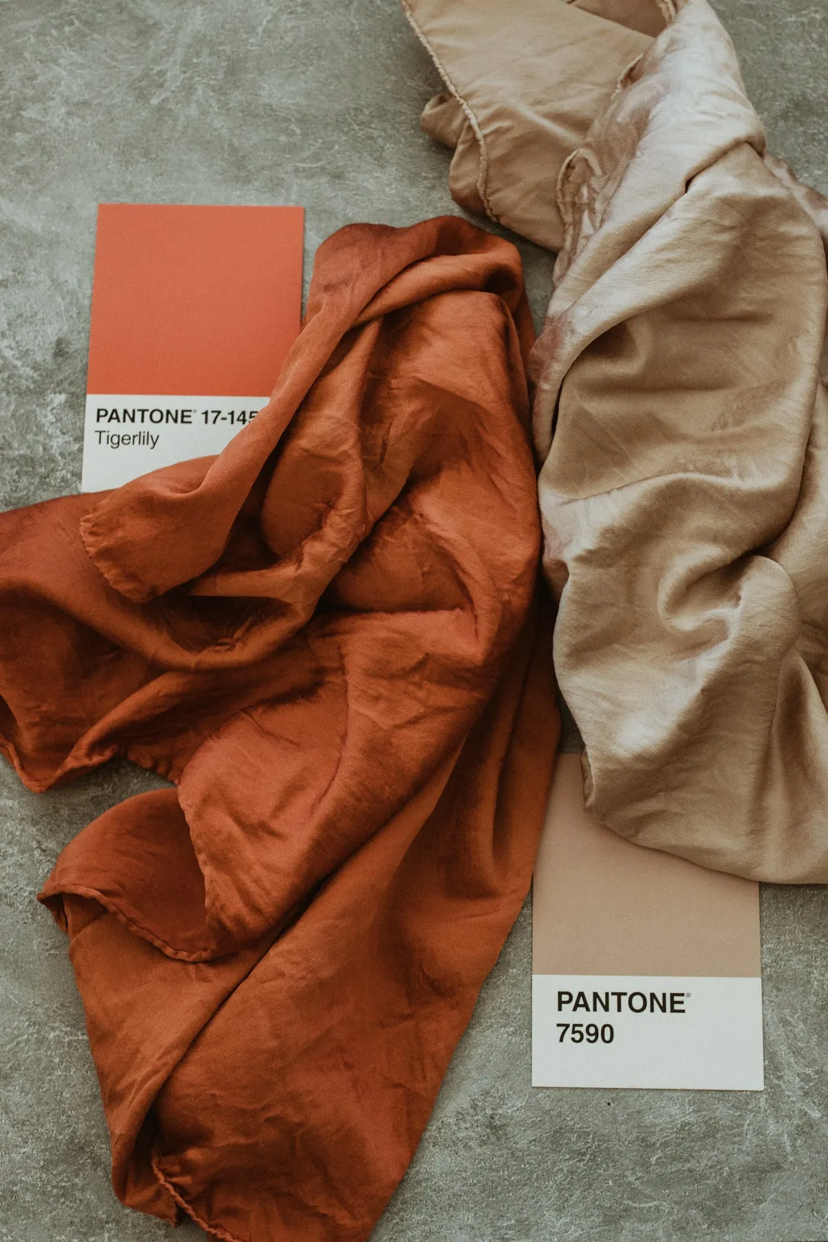 Naturally dyed charmeuse silk scarf