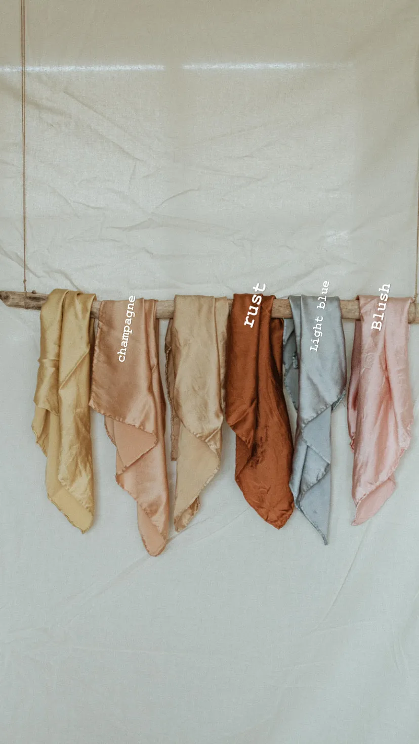 Naturally dyed charmeuse silk scarf