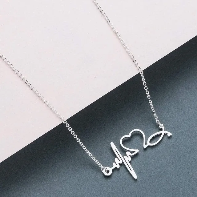 Nurse Stethoscope Heartbeat Necklaces & Pendants