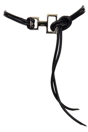 ON HOLD // Tom Ford Gucci 2004 Black Leather Rope Belt or Necklace w Silver Metal Buckle