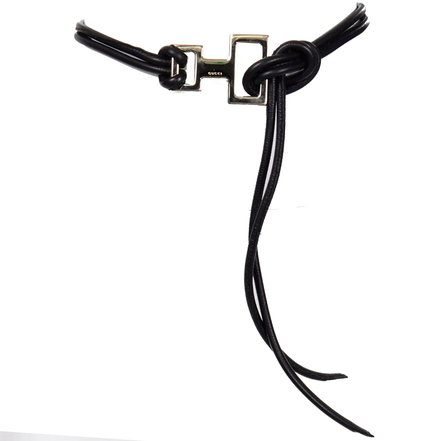 ON HOLD // Tom Ford Gucci 2004 Black Leather Rope Belt or Necklace w Silver Metal Buckle