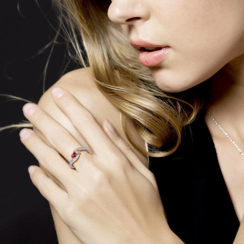 Personalized Love Promise Rings - Engraved Two Layer Names & Birthstone, Elegant Jewelry for Women -  Classic On-Trend Jewelry Collection For Women Of All Ages