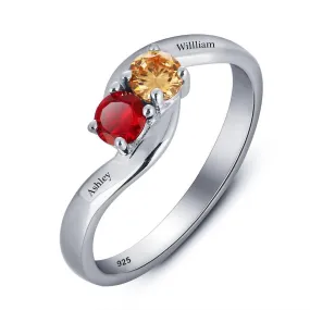 Personalized Love Promise Rings - Engraved Two Layer Names & Birthstone, Elegant Jewelry for Women -  Classic On-Trend Jewelry Collection For Women Of All Ages