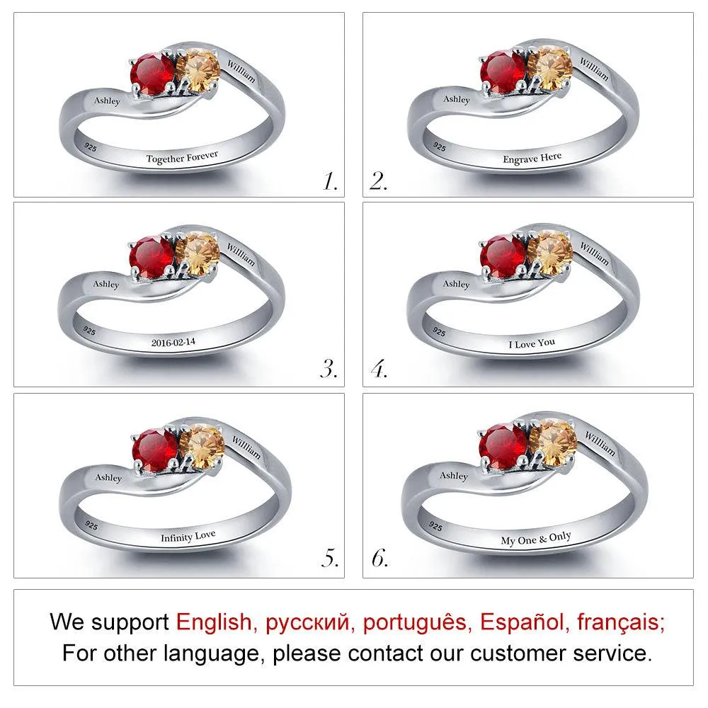 Personalized Love Promise Rings - Engraved Two Layer Names & Birthstone, Elegant Jewelry for Women -  Classic On-Trend Jewelry Collection For Women Of All Ages