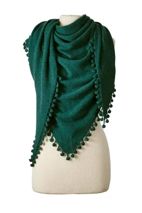Pom-Pom Triangle Wrap - Juniper