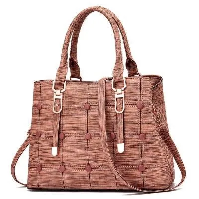 PU Leather Large Capacity Woman Handbag Grid Shoulder Bag Fashion Casual Luxury Designer Crossbody Bag Ladies Purse Bag Mama Bag