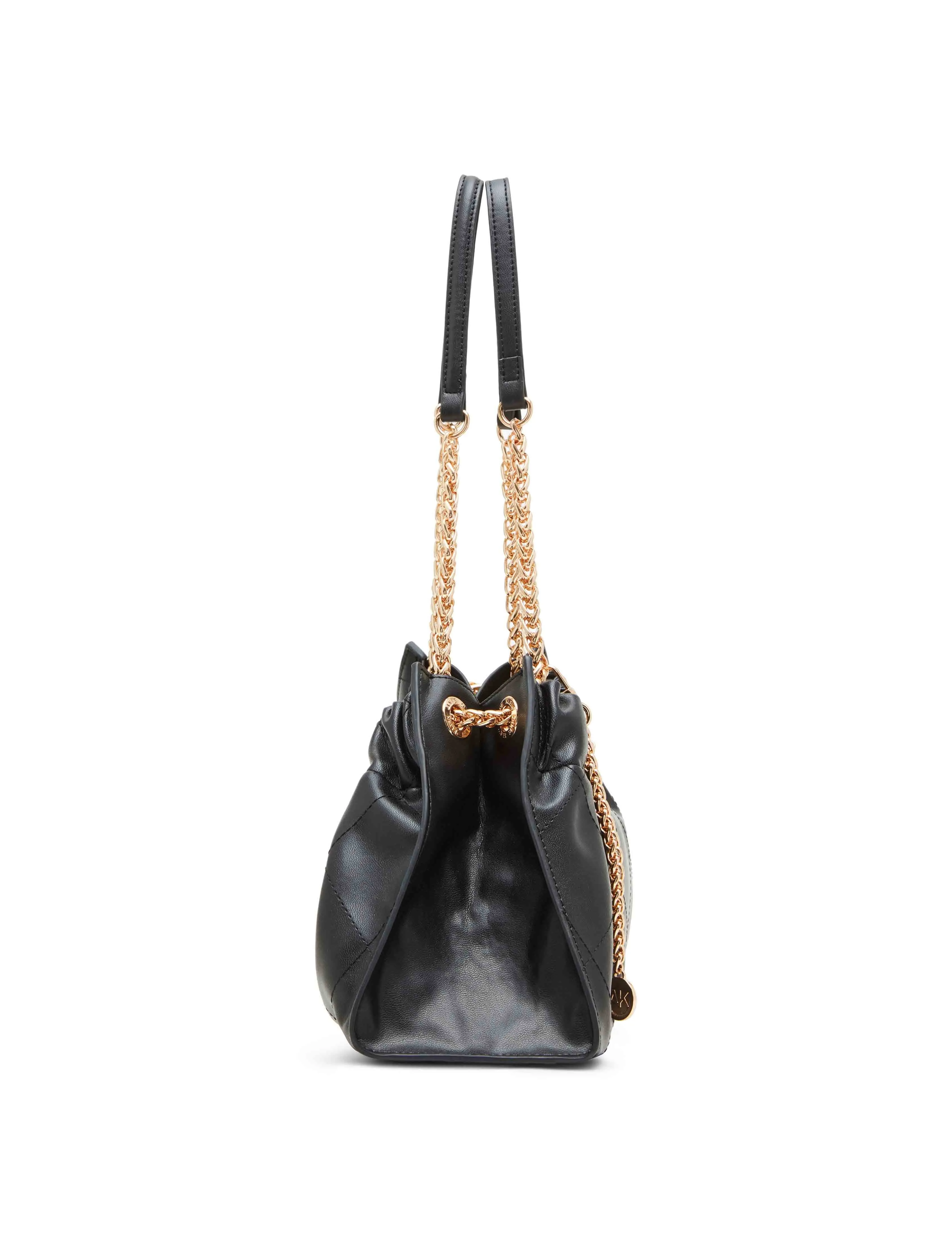 Quilted stitched Cinched closure satchel
