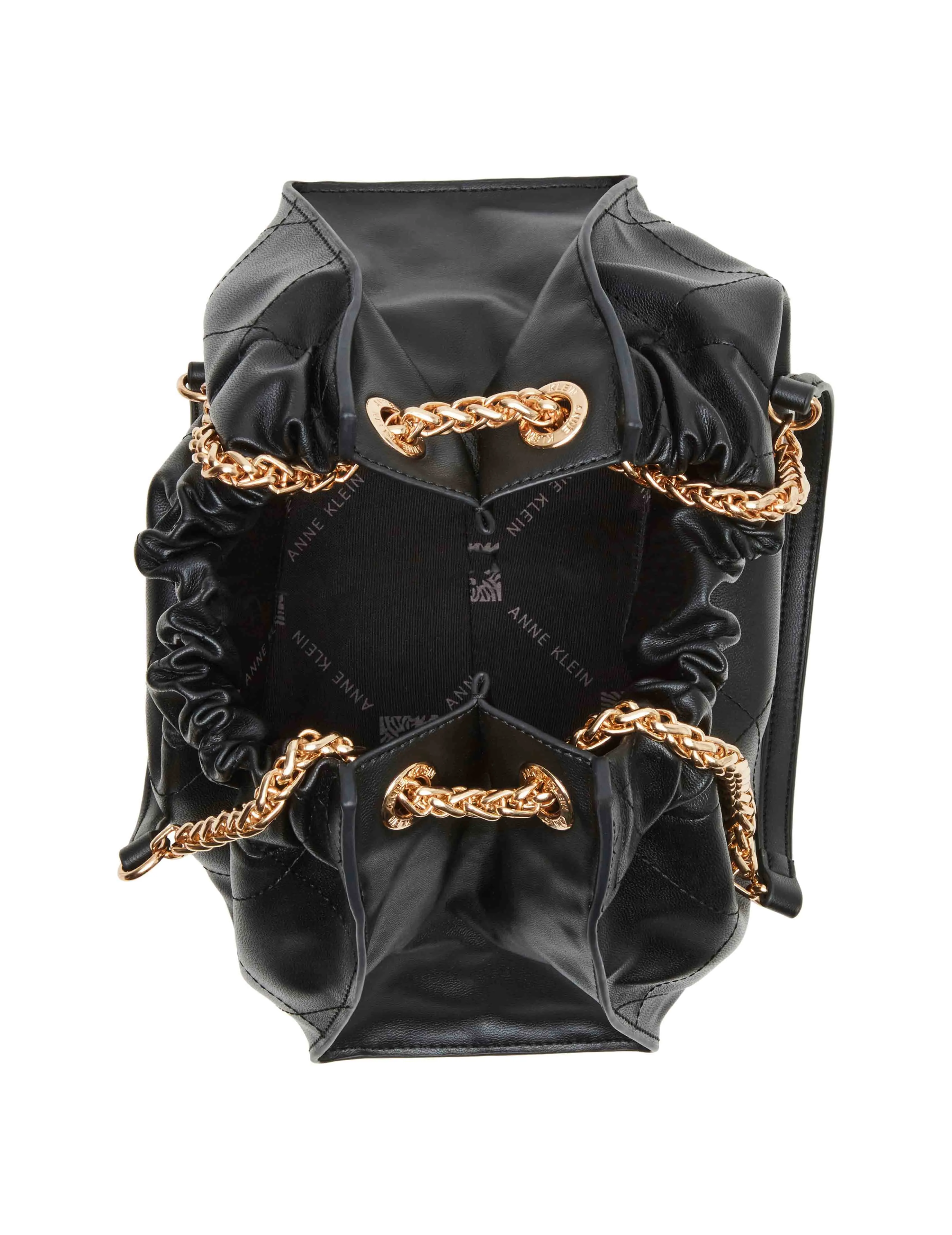 Quilted stitched Cinched closure satchel
