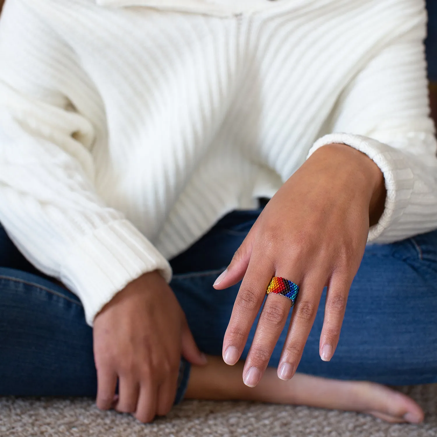 Rainbow Beaded Rings