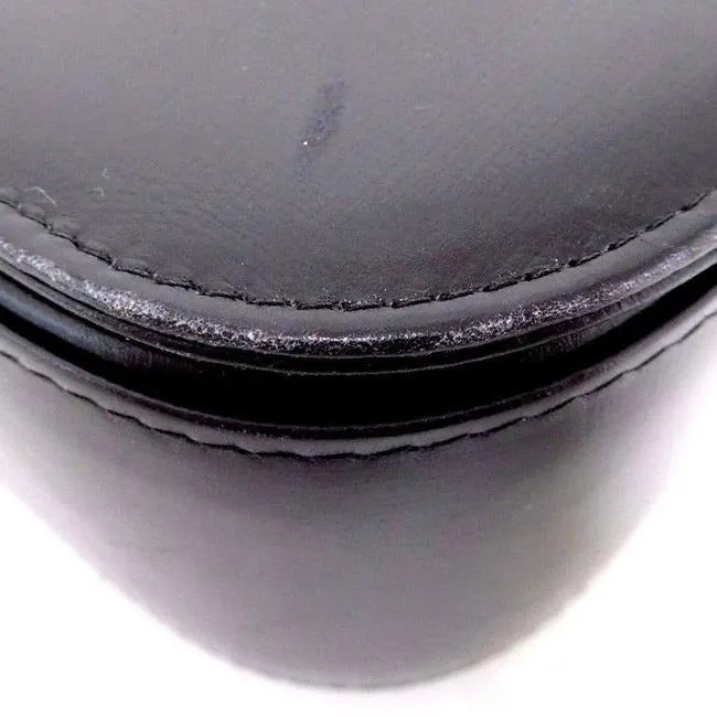 RARE, vintage Gucci, mod, black leather, two-way top handle style purse with gold tone accents