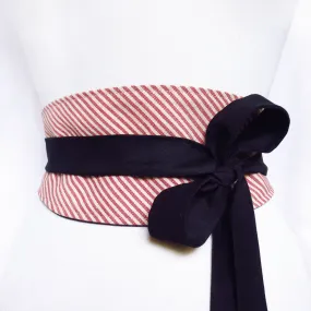 red ticking wrap belt