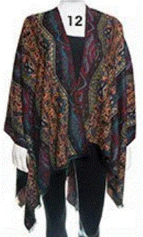 Reversible Printed Cashmere Ruana Wrap