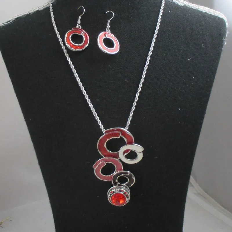 Rings of Fire Pendant Necklace & Earrings