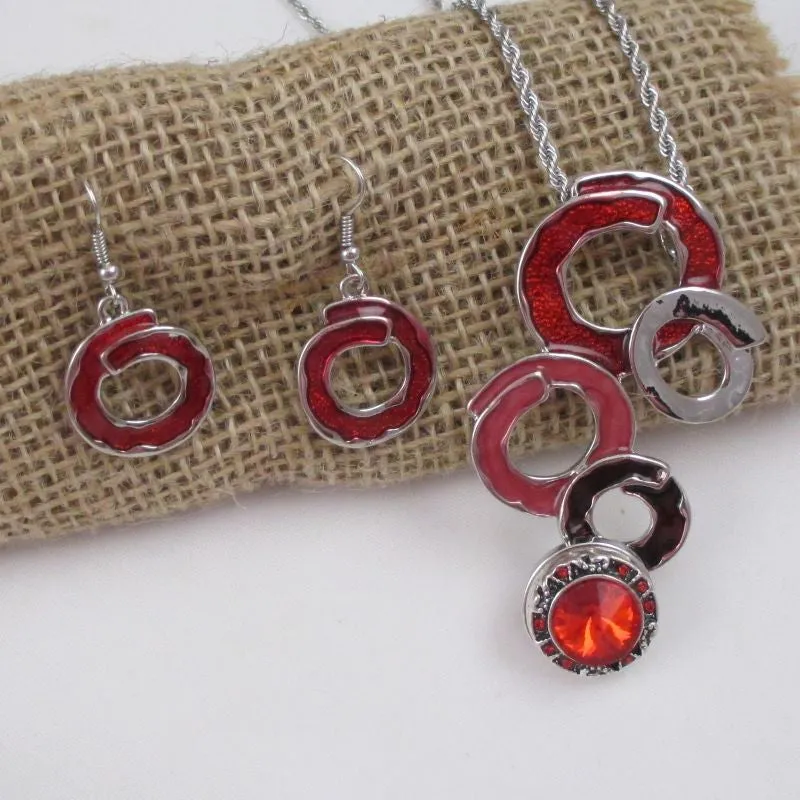 Rings of Fire Pendant Necklace & Earrings