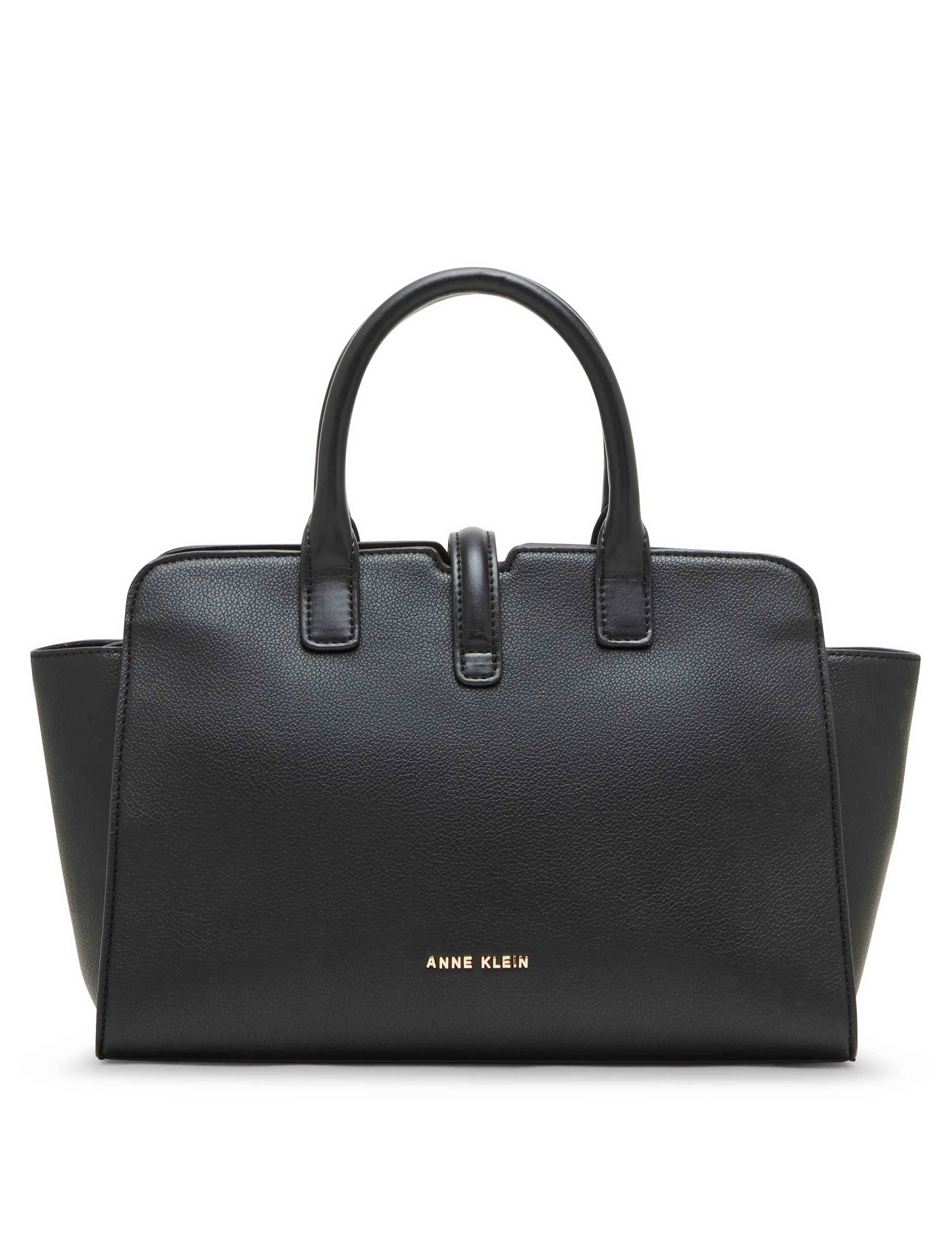 Sculpted Buckle Satchel & Detachable Strap