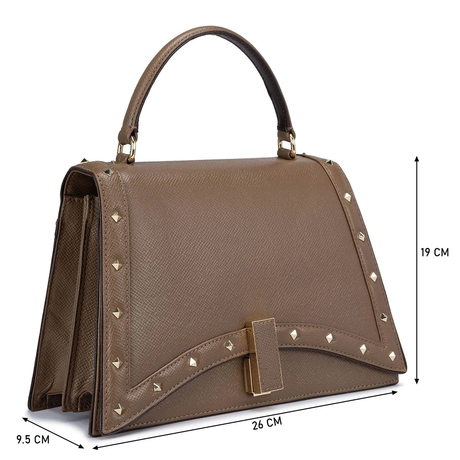 Small Franzy Leather Satchel - Cafe
