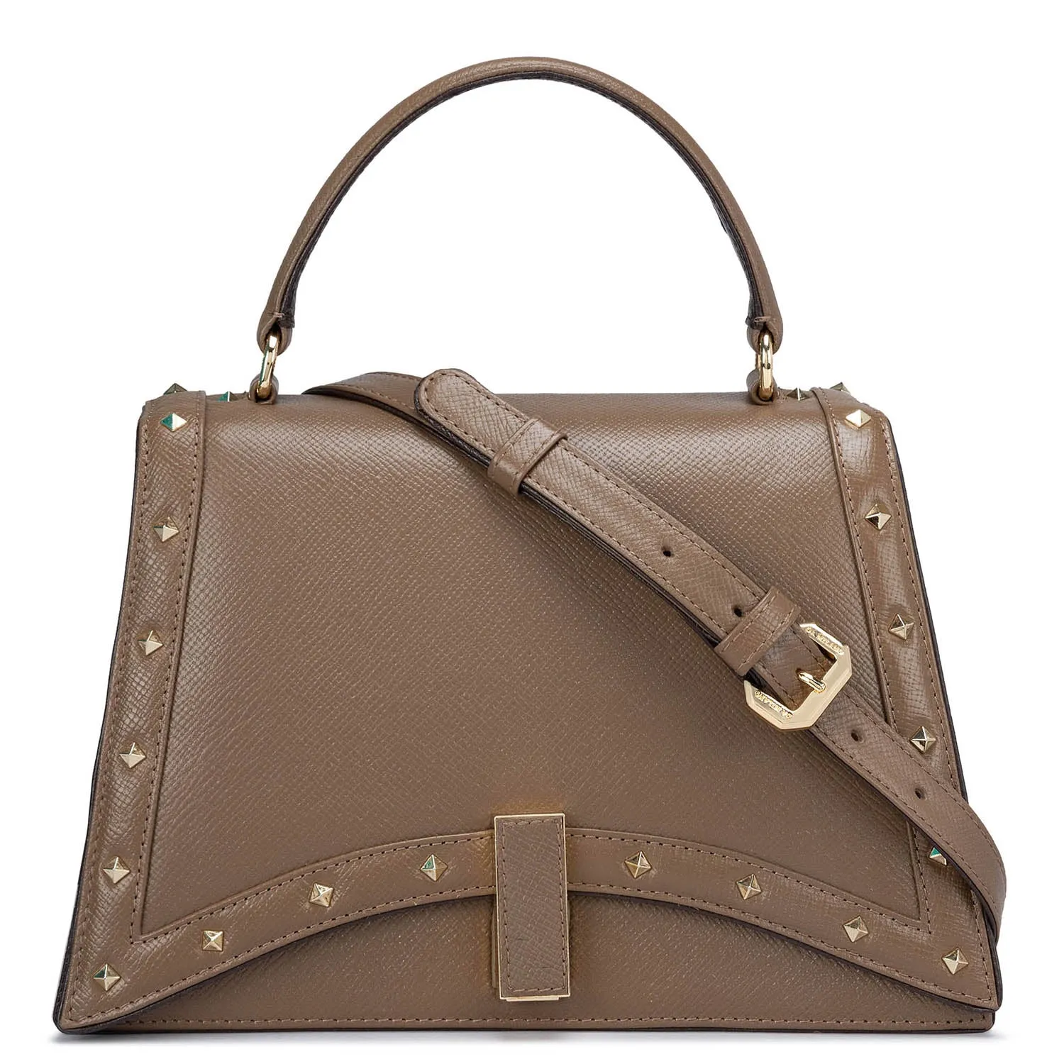 Small Franzy Leather Satchel - Cafe