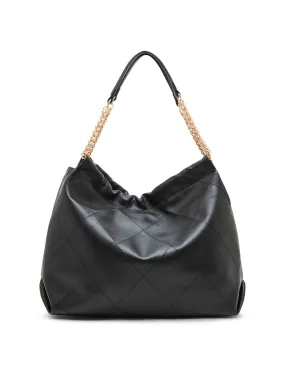 Soft stitched quilted hobo with chain strap