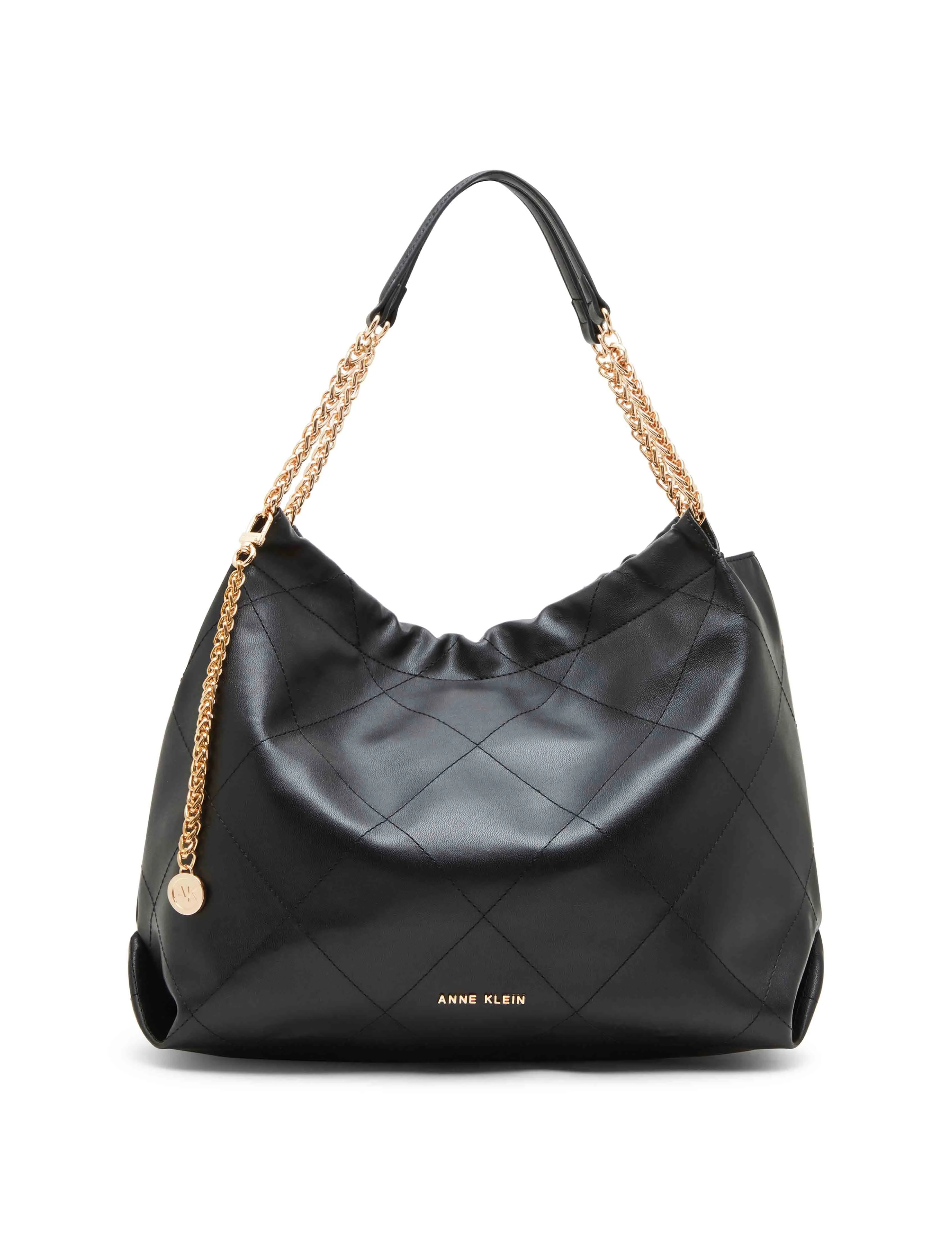 Soft stitched quilted hobo with chain strap