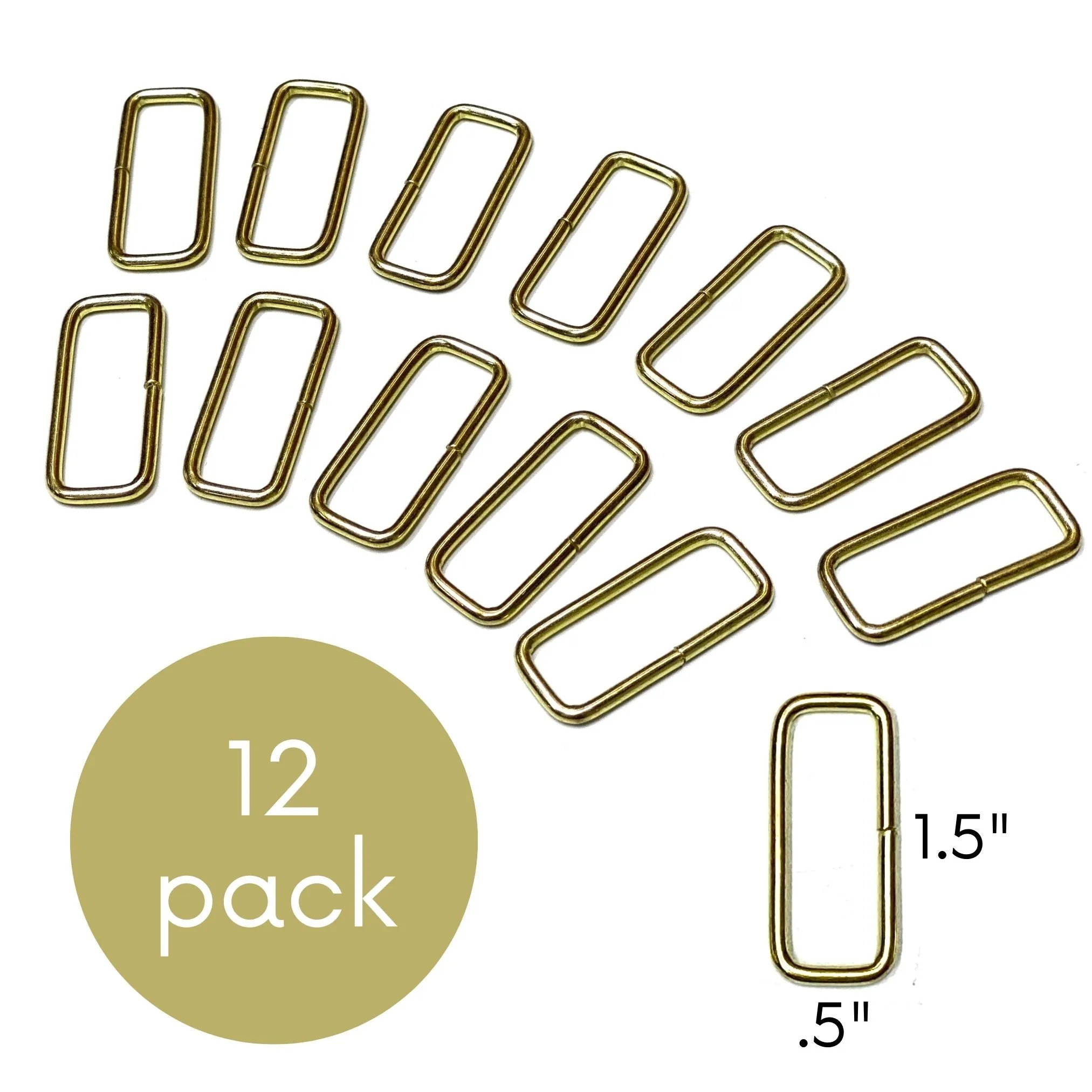 Steel Rectangle Rings - 0.5" x 1.5" - 12 Pack