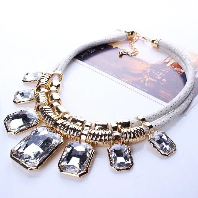 Trendy Necklaces Pendants Rope Collar 18K Gold Plated Crystal Statement Bling & Fashion Necklace Women Jewelry