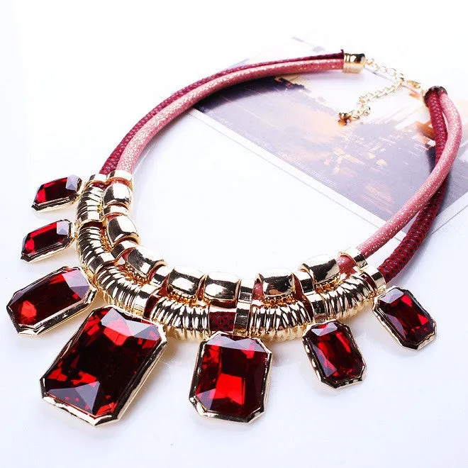 Trendy Necklaces Pendants Rope Collar 18K Gold Plated Crystal Statement Bling & Fashion Necklace Women Jewelry