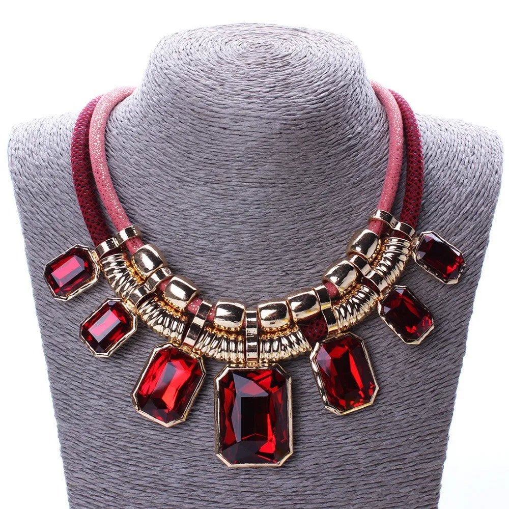 Trendy Necklaces Pendants Rope Collar 18K Gold Plated Crystal Statement Bling & Fashion Necklace Women Jewelry