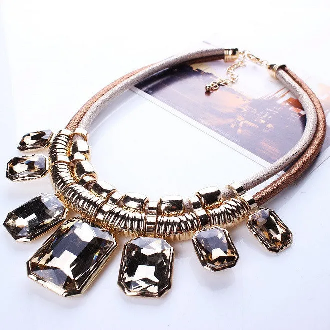 Trendy Necklaces Pendants Rope Collar 18K Gold Plated Crystal Statement Bling & Fashion Necklace Women Jewelry