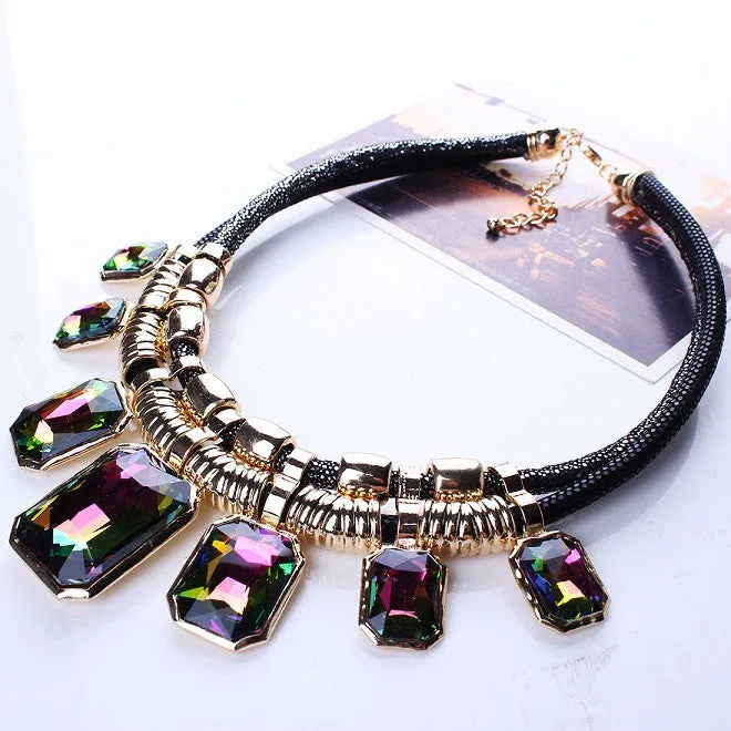Trendy Necklaces Pendants Rope Collar 18K Gold Plated Crystal Statement Bling & Fashion Necklace Women Jewelry