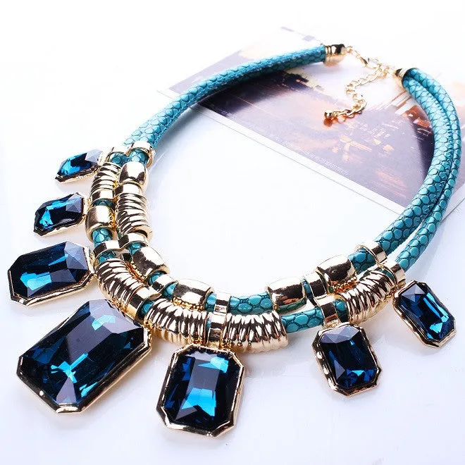 Trendy Necklaces Pendants Rope Collar 18K Gold Plated Crystal Statement Bling & Fashion Necklace Women Jewelry