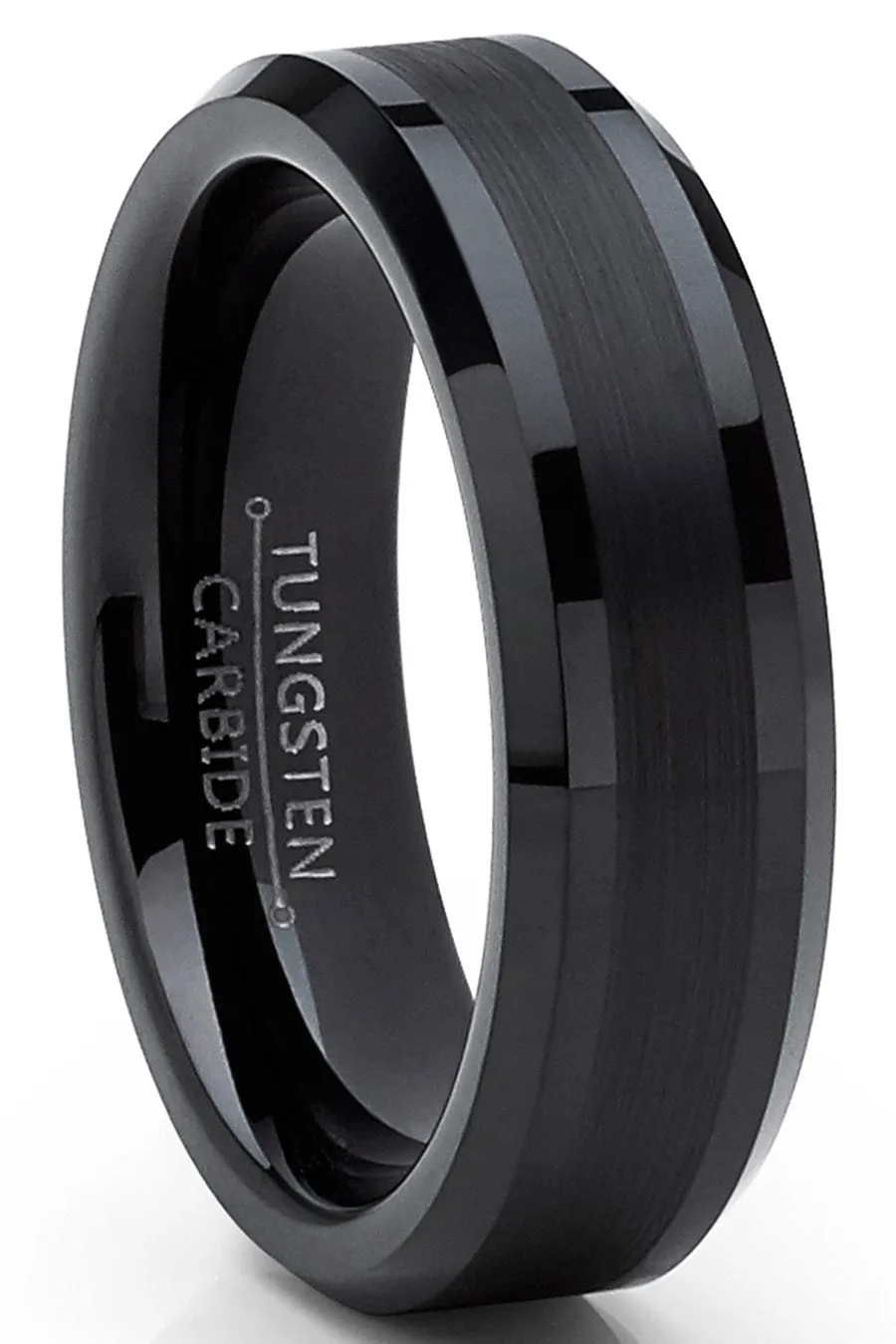 Tungsten Carbide Black Brushed Wedding Band Engagement Ring Comfort Fit 6Mm 7