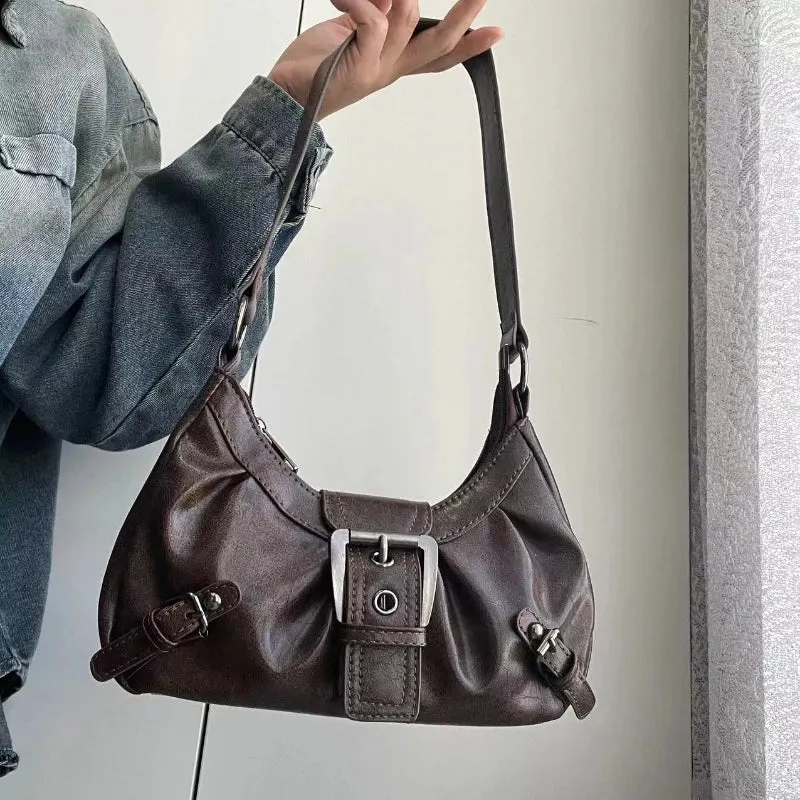 Uakiss Korean Women Vintage Casual Shoulder Bags New All Match Casual Y2k Aesthetic Handbags Office Lady Streetwear Simple Underarm Bag