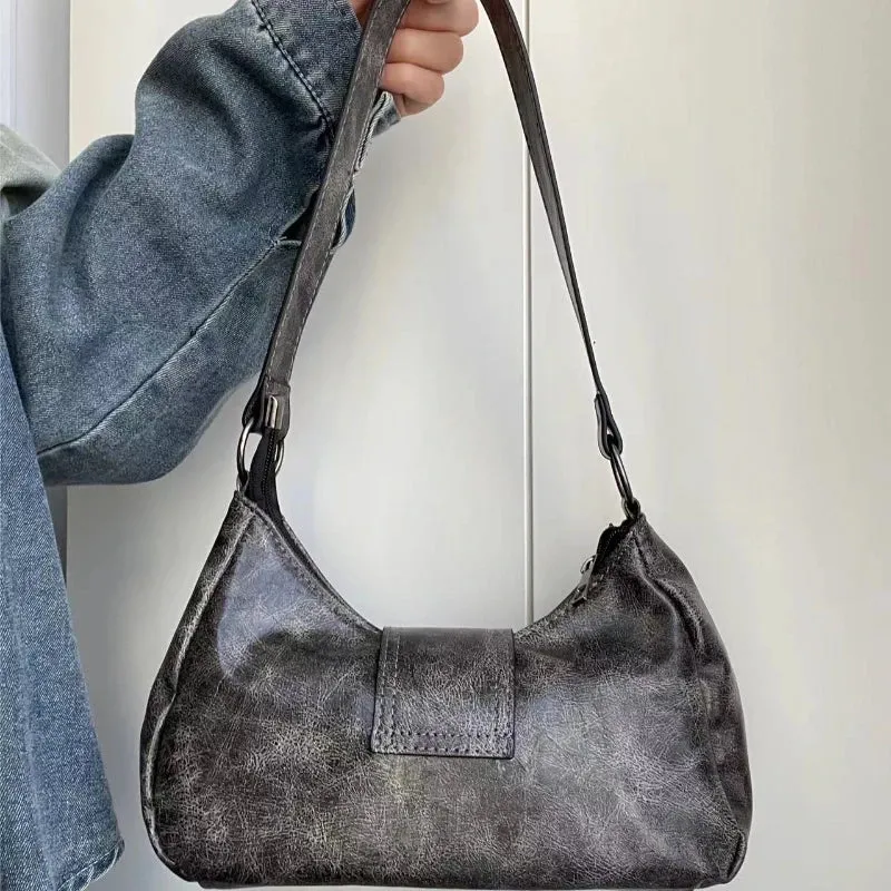 Uakiss Korean Women Vintage Casual Shoulder Bags New All Match Casual Y2k Aesthetic Handbags Office Lady Streetwear Simple Underarm Bag