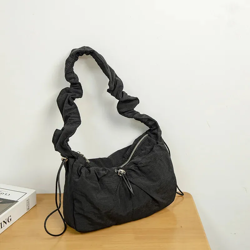 Uakiss Spring New Folded Retro Shoulder Bag Fashionable Elegant Nylon Cloud Bag Casual Versatile Unique High end Crossbody Bag